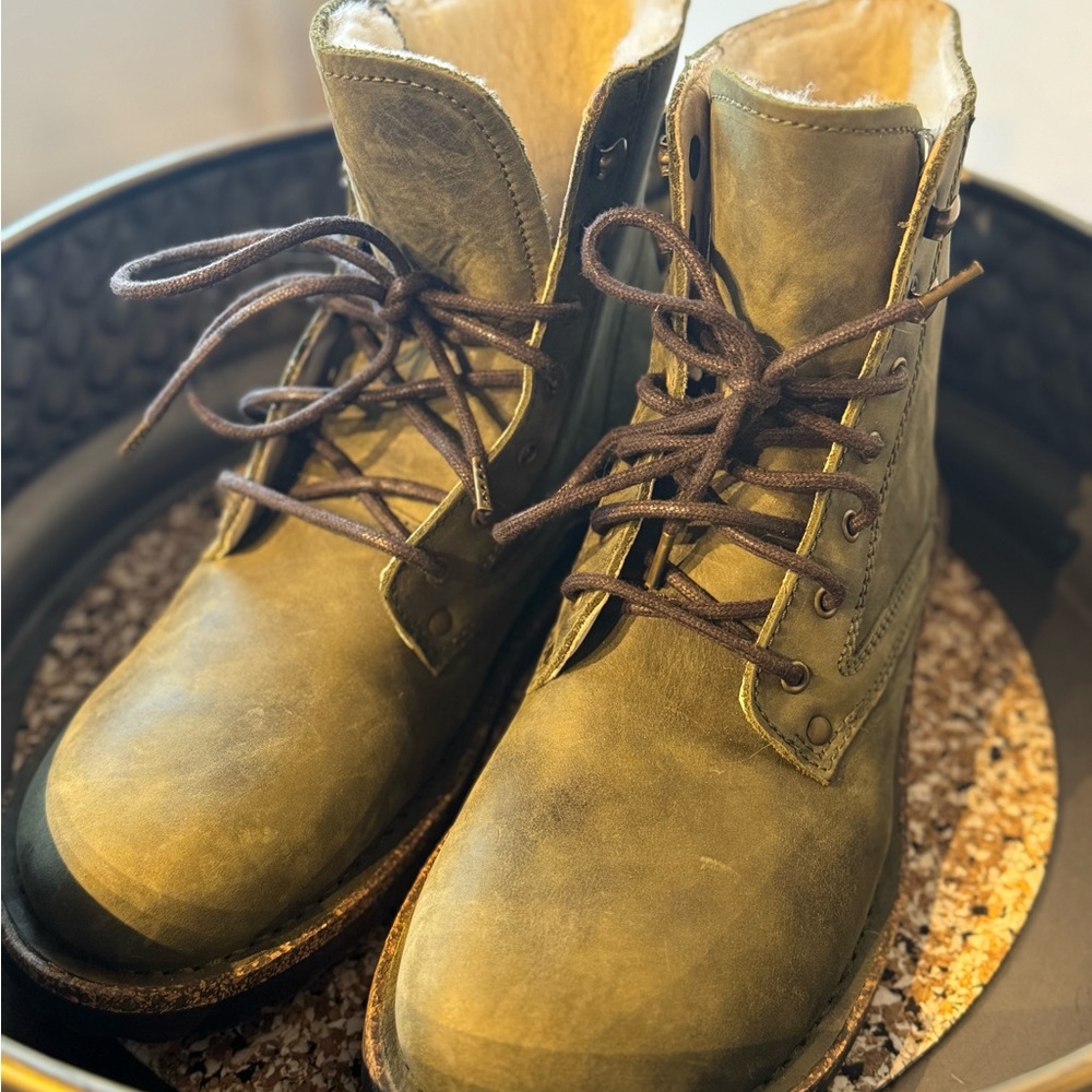 Birkenstock Khaki Leather Ankle Boots - Picture 2 of 6